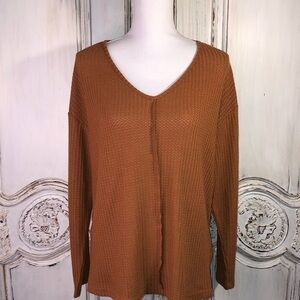 SHEIN  Curve V Neck Fall Lightweight Rust Sweater